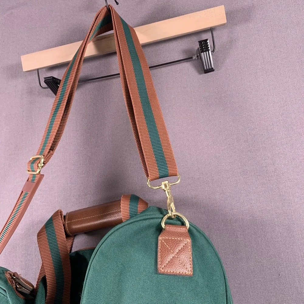 Vintage Ralph Lauren Polo Perfume Duffel Bag Green Brown Canvas Shoulder‎ Strap